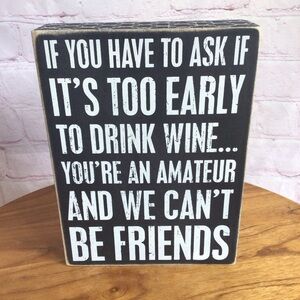 Black and White Wooden Wine Sign